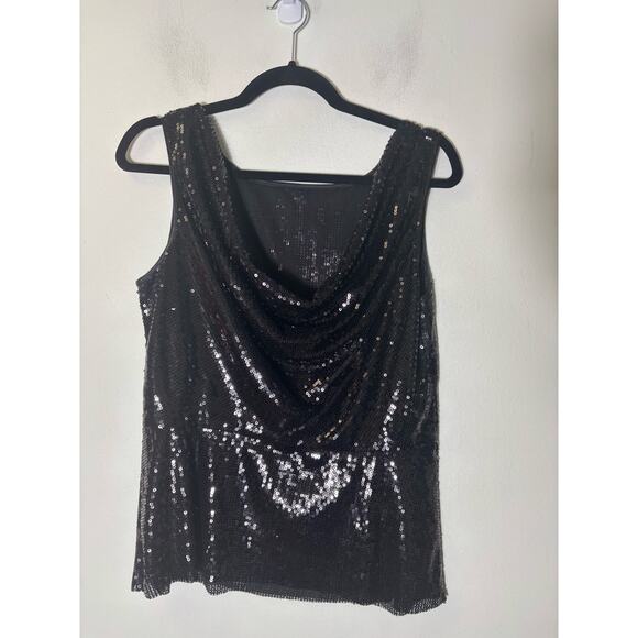 Worth Black Sleeveless Sequence Special Occasion Top Sz 10 - Picture 2 of 2